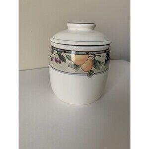 Vintage Mikasa Intaglio Garden Harvest Medium Canister with Lid 6 inch CAC29